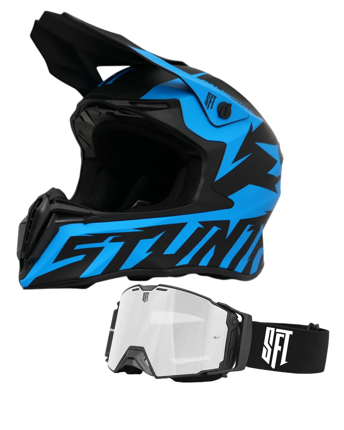 Helmet Blue + FlatOut Goggles