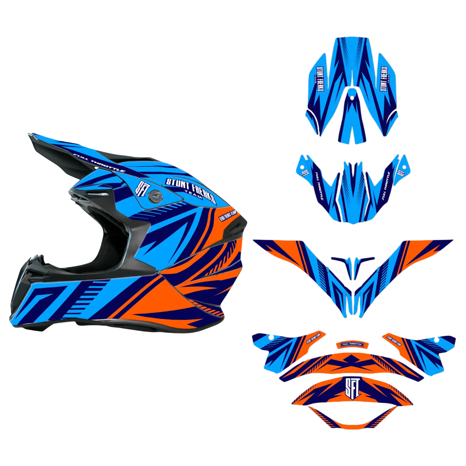 SFT Dual Blue & Orange Helmet Graphics