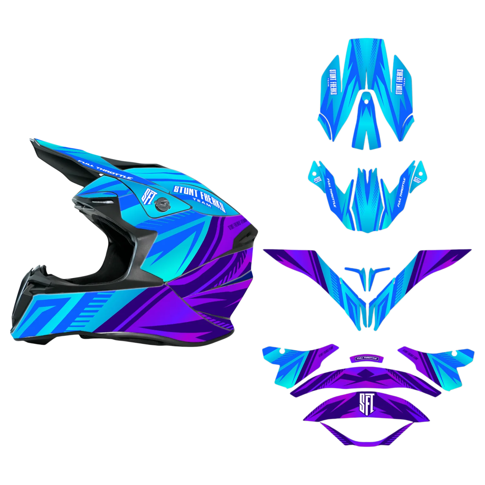 SFT Dual Blue & Purple Helmet Graphics