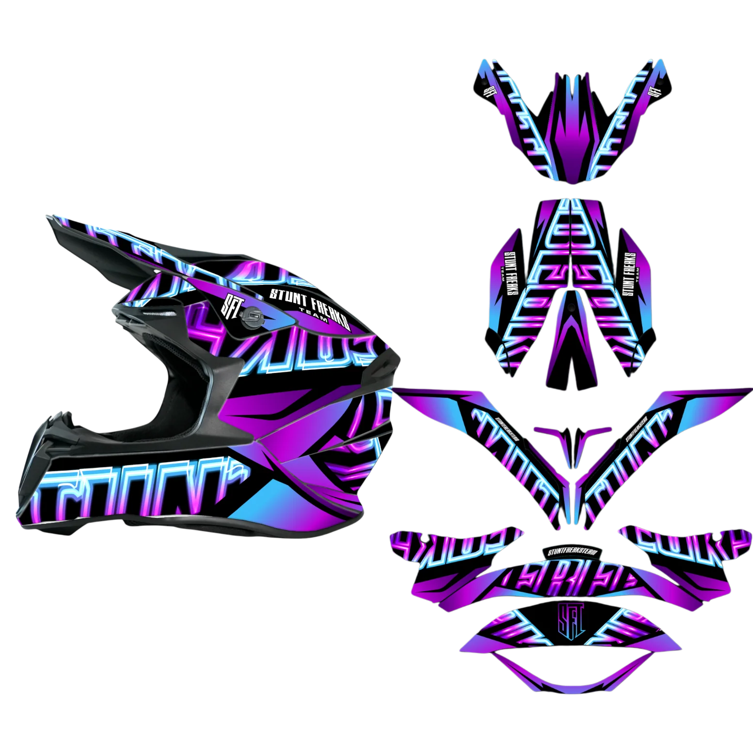 SFT Neo Purple Helmet Graphics